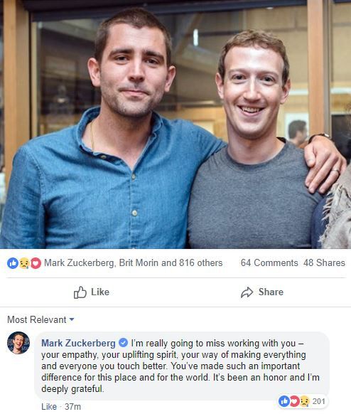 Facebook首席产品官等两大高管离职,盘后跌2%