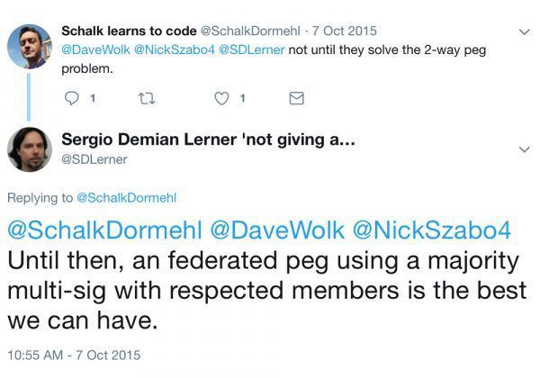 没有双向锚定就不是真正的侧链，Blockstream 也不是