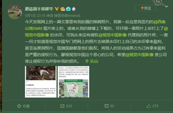 视觉中国复出后再惹争议:裁掉摄影师图片水印牟利