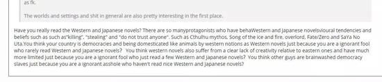 这段回复用词比较过激，就不全部翻译了，大概意思是：“你还是看的太少了”。