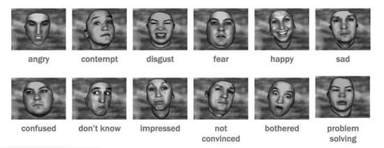 （不同面部表情识别出的不同情绪，图片来自网络，版权属于原作者）