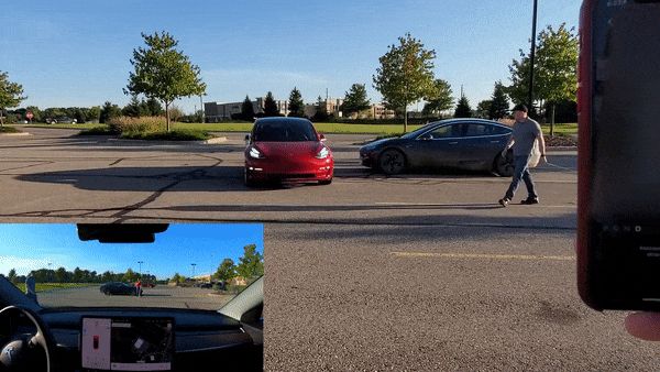 特斯拉“自动召唤”有软肋:正面识别很厉害,侧面物体看不见,实测差点碾过行人脚面