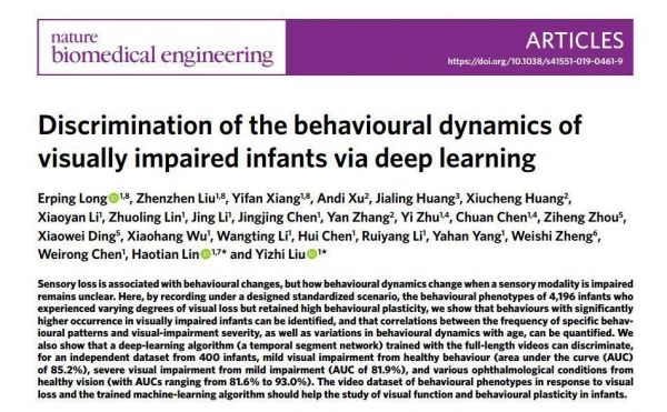 AI评估小儿视力障碍登上Nature子刊,婴幼儿视力异常筛查或将被普及