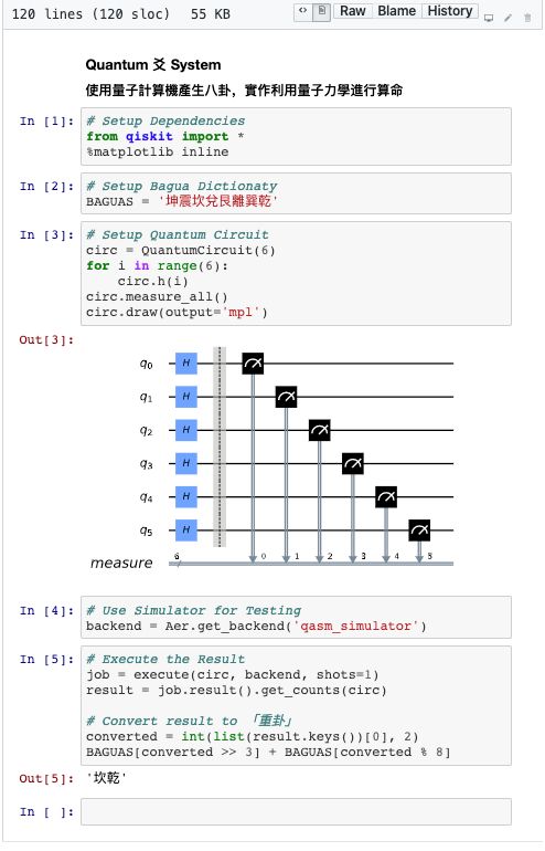 量子算命,在线掷筊:一个IBM量子云计算机的应用实践,代码都有了
