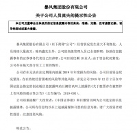 暴风集团：除冯鑫外，公司高级管理人员已全部辞职