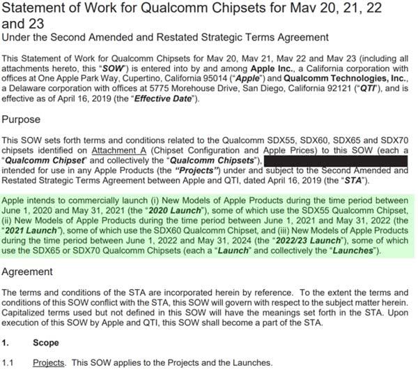协议显示苹果未来四年要采购高通5G基带：iPhone12先用骁龙X55