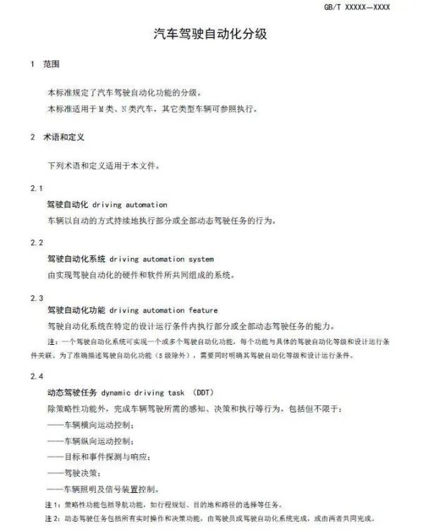 自动驾驶分级中国标准明年1月1日实施,与美国基本一致