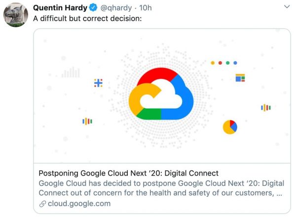 Cloud Next 线上大会无限期推迟,或因旧金山“封城”令