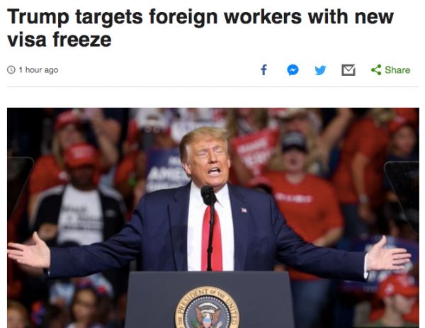 特朗普冻结四类赴美签证,硅谷巨头怒批目光短浅