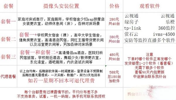 卖家发来的摄影头实时监控套餐。