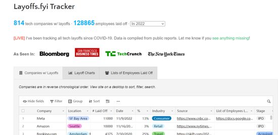 图源：Layoff tracker
