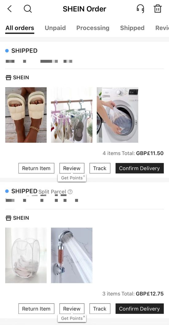 图/婷婷在SHEIN的订单 　　来源/婷婷提供