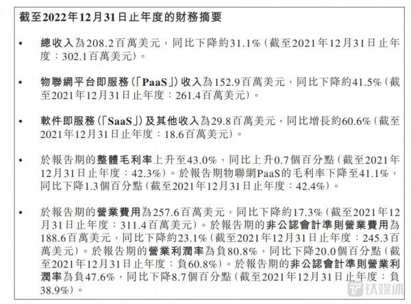涂鸦智能2022年财务摘要