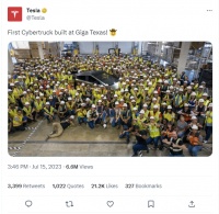 官宣，特斯拉首辆电动皮卡下线