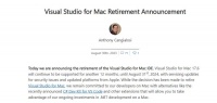 微软宣布停用 Visual Studio for Mac