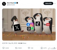 9月26日，马斯克在社交平台X（原推特）上发布了一张梗图……