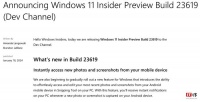 微软 Win11 Dev 预览版 Build 23619 发布：电脑即时同步手机截图