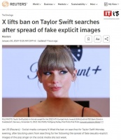 X（推特）解除泰勒·斯威夫特“禁搜令”，运营主管称时刻保持警惕