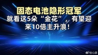 固态电池隐形冠军，就看这5朵“金花”，有望迎来10倍主升浪！