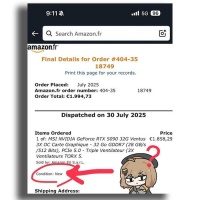 网友在亚马逊买显卡惨遭掉包，GPU、显存芯片全被拆，RTX 5090变空壳
