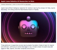 苹果机器人主管张剑跳槽Meta，大模型团队三人离职