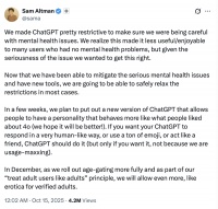 OpenAI“解禁”成人内容，是福是祸？