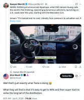 英伟达做了个FSD？马斯克淡定回应：我不会为此失眠