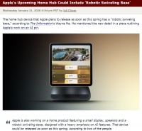 苹果首款AI家居中枢曝光，带屏可转头今春发布