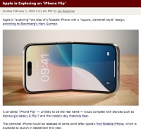 苹果探索翻盖折叠iPhone，或与三星摩托罗拉竞争