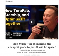 马斯克再谈“太空GPU”畅想：36个月内太空会是部署AI的最便宜去处