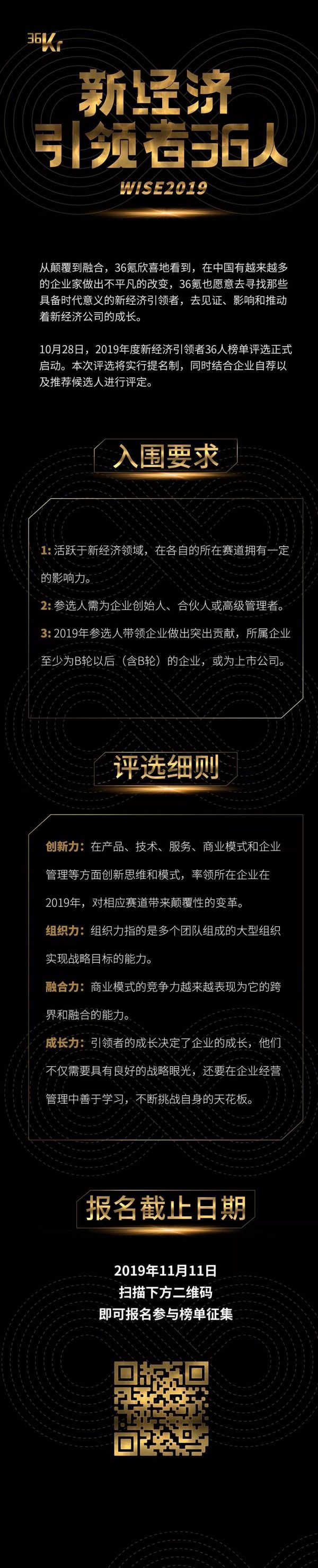 致敬长期价值!2019「年度创变者」暨「新经济引领者36人」榜单评选正式启动