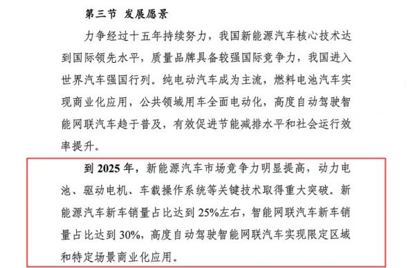 工信部定调我国新能源汽车发展目标:2025年新车销量占比达到25%左右