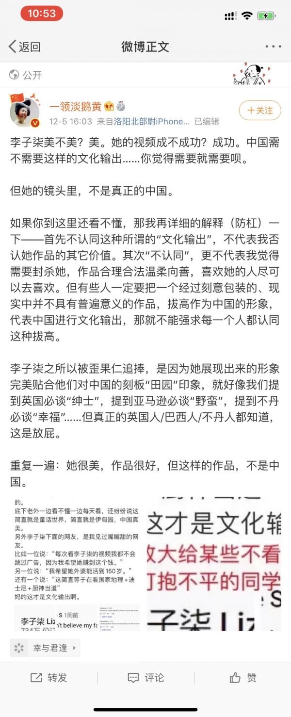 Youtube上700万粉的李子柒，文化输出得罪了谁？