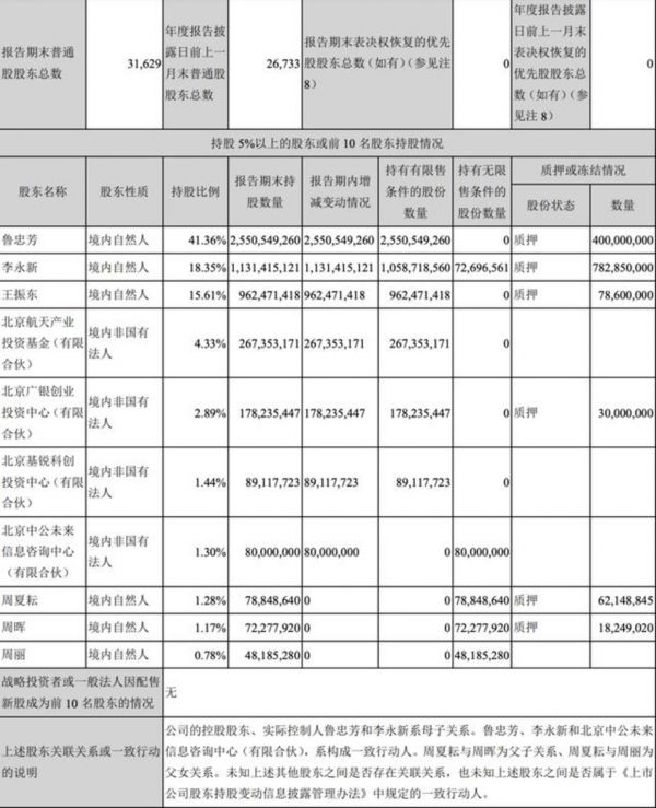 中公教育大股东股权信息(2019年年报)